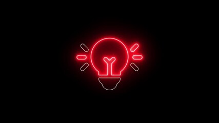 Neon line lightbulb idea innovation concept. Energy idea, Electric neon bulb icon, Electric neon bulb icon animation with neon line. Light lamp sign icon - Powered by Adobe