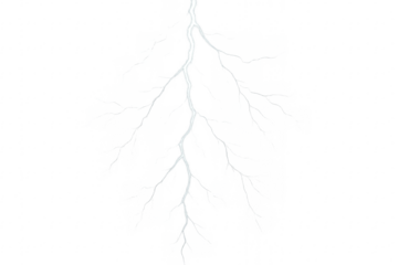 Realistic lightning strike effect on transparent background