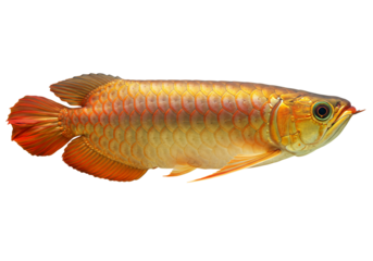 Arowana fish golden scales isolated aquatic animal