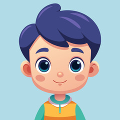 Smiling boy with blue eyes and dark hair.
