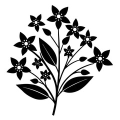 Black and white flower bouquet, detailed design.
