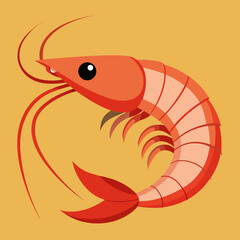 Cartoon shrimp, vibrant red, stylized design.
