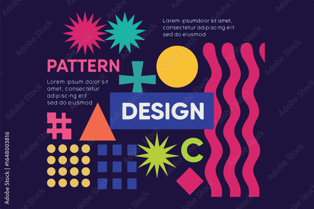 Poster dynamic abstract geometric vector background with bold shapes and patterns blending modern and retro