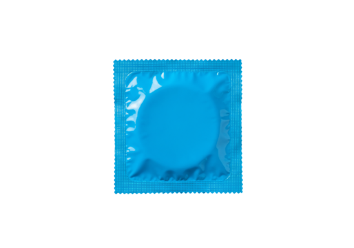 Blue protection packet on transparent background reproductive health and safety - Powered by Adobe
