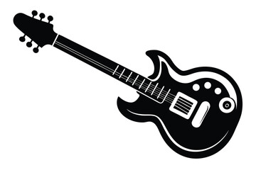 Fototapeta premium Silhouette Image of an Electric Guitar Featuring Headstock, Fretboard, Body and Pickups