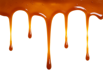 Caramel drips isolated on transparent background food sweetness delicious dessert
