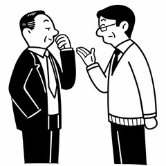 Two men in business attire, engaged in a conversation.
