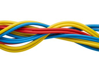 Colorful electrical wires intertwined connection electricity and power supply