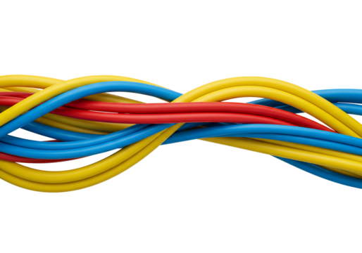 Colorful electrical wires intertwined connection electricity and power supply