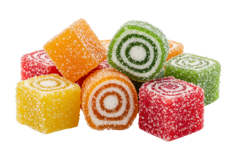 Colorful square marmalade candy arrangement sweet treat