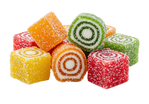 Colorful square marmalade candy arrangement sweet treat