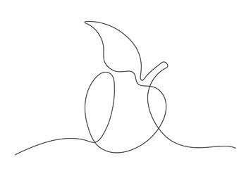 Vector stylized plum tree with leaf in black line art