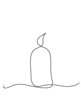 Isolated candle vector graphic in a single-line doodle style