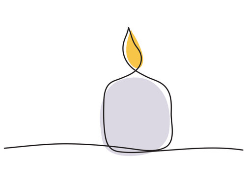 Colored vector illustration of a candle doodle using a minimalist single-line technique