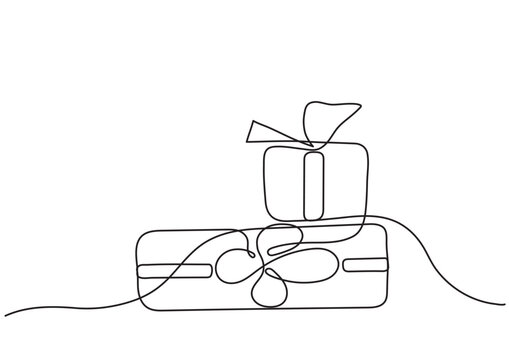 Linear gift boxes in vector doodle style