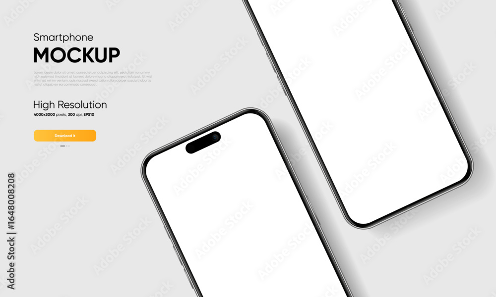 Poster realistic smartphone mockup. mobile phone vector with isolated on white background. device front vie