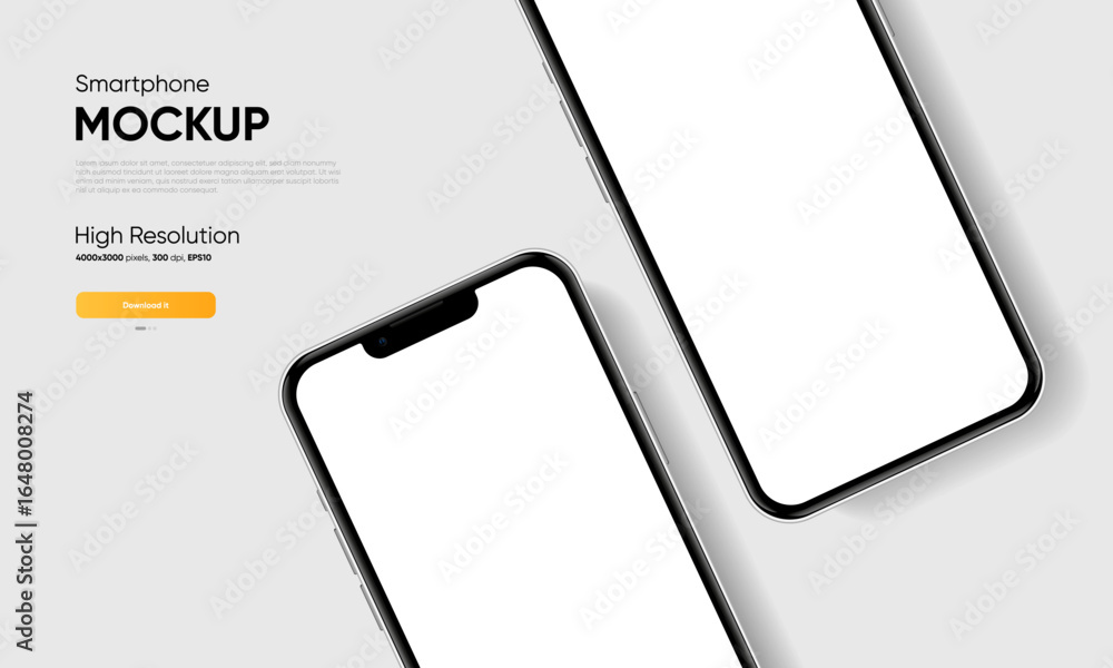 Poster realistic smartphone mockup. mobile phone vector with isolated on white background. device front vie