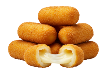 Crispy golden cheese sticks stack appetizing food photography