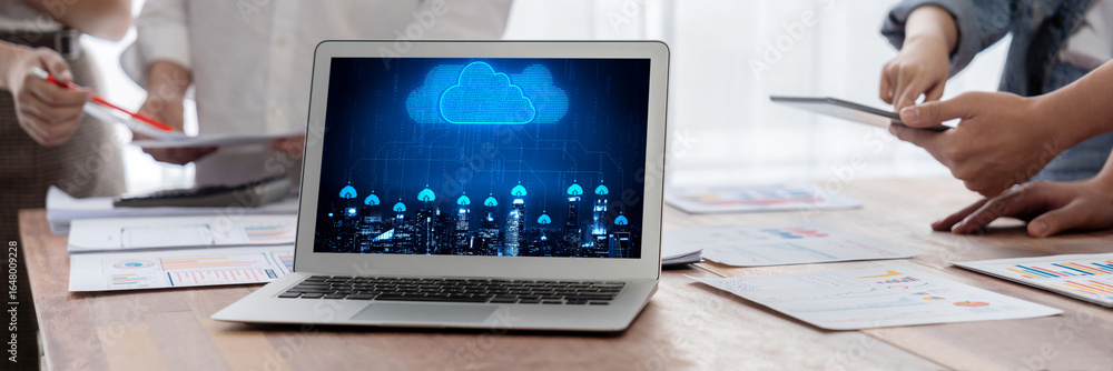 Poster cloud computing software for brisk remote work and personal data storage