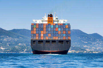 Vibrant Shipping Scene Professional container cargo ship carrying commercial container Shipping Concept