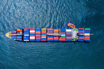 Vibrant Shipping Scene Professional container cargo ship carrying commercial container Shipping Concept
