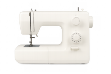 Modern white sewing machine isolated on transparent background
