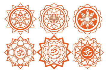 Vibrant Om Symbols and Sacred Geometry Mandalas for Spiritual Well-being and Meditation Practices