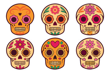 Vibrant Sugar Skull Illustrations Day of the Dead Festive Designs
