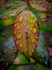 autumn leaf with drops