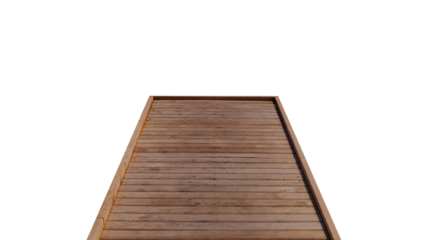 Wooden pier for access to the sea on isolated transparent background. PNG.