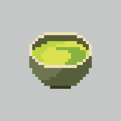 Pixel art Matcha tea. Matcha moment. Vector illustration. 