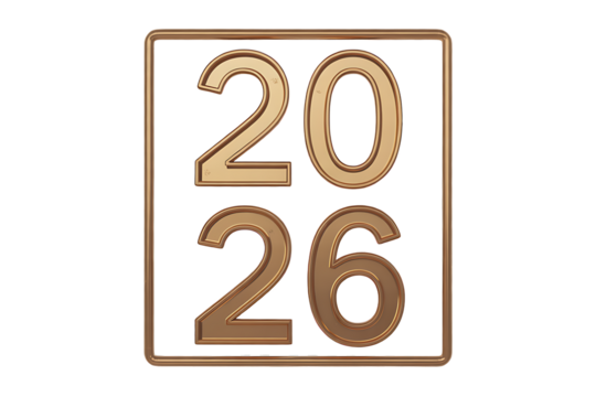 Golden 2026 Digits in Frame, Celebrating the New Year, Anniversary