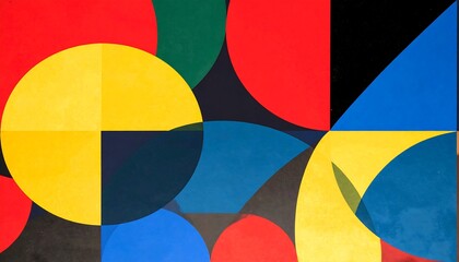 Vibrant Abstract Composition of Geometric Shapes and Bold Colors