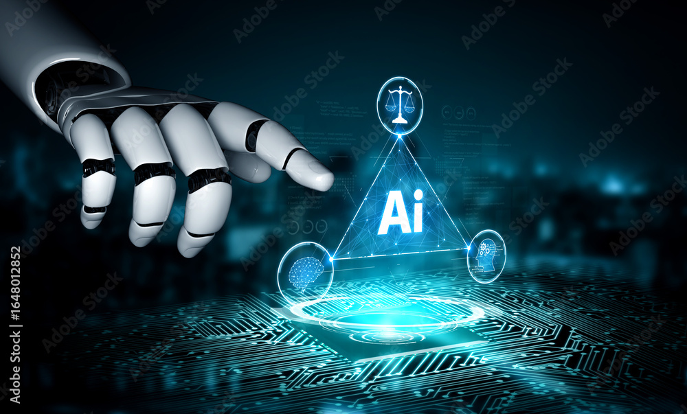 Poster ai brain processes big data with generative ai, llms, and machine learning to support business decis
