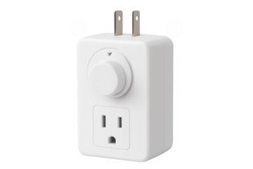 White rotary dimmer switch with transparent background for energy saving