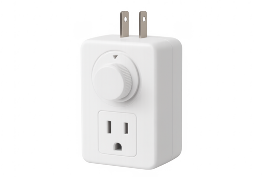 White rotary dimmer switch with transparent background for energy saving