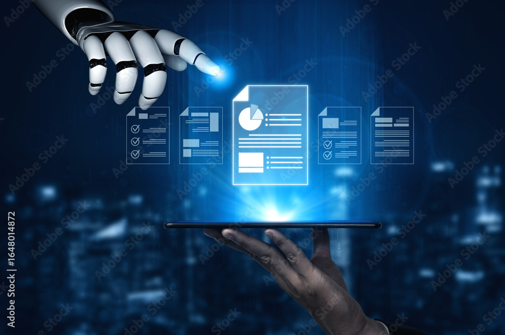 Poster ai artificial intelligence manages documents with virtual assistant filing, secure cloud access, and