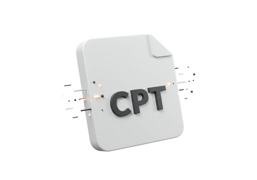 Isolated 3D Model of CPT File Icon with Floating Elements