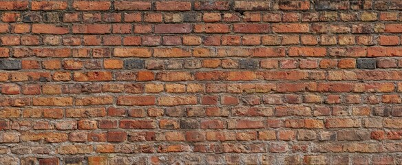 The brick wall texture showing weathered red bricks with rough mortar and patina