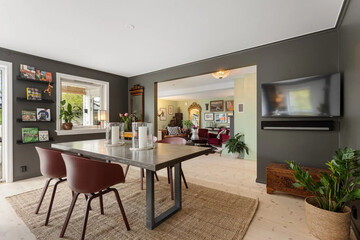 modern luxury dining room interior, 3d render
