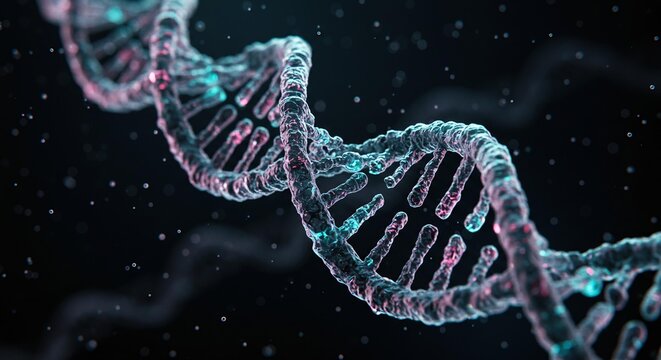 3d rendered illustration of dna, helix on black background, healthcare, technology, 3d 
