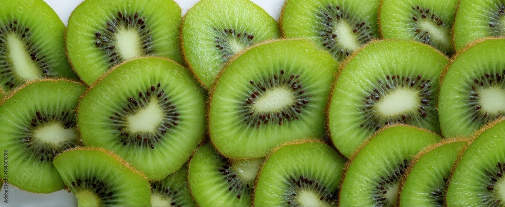 Poster the kiwi slices arranged in an overlapping pattern showcasing fresh vibrant green fruit