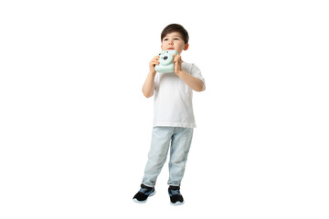 Boy with Instant Camera, PNG, isolated on transparent Background