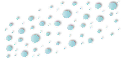 White Surface Scattered light colorful spheres with soft shadows on a white background in a random pattern design.
