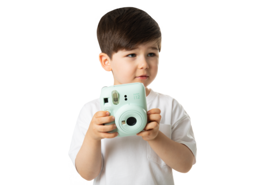 Boy with Instant Camera, PNG, isolated on transparent Background