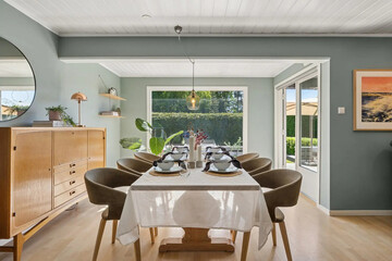 modern luxury dining room interior, 3d render
