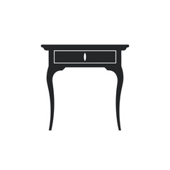 Console table silhouette icon for interior design and furniture concepts