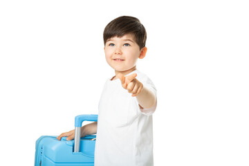 Boy with Suitcase, PNG, isolated on transparent Background