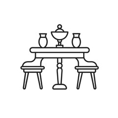 Simple dining table outline icon for design projects
