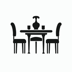Simple dining table silhouette icon for design projects